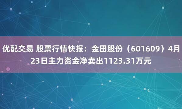优配交易 股票行情快报：金田股份（601609）4月23日主力资金净卖出1123.31万元