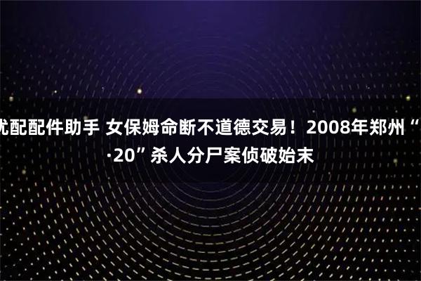 优配配件助手 女保姆命断不道德交易！2008年郑州“5·20”杀人分尸案侦破始末