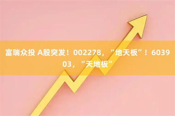 富瑞众投 A股突发！002278，“地天板”！603903，“天地板”